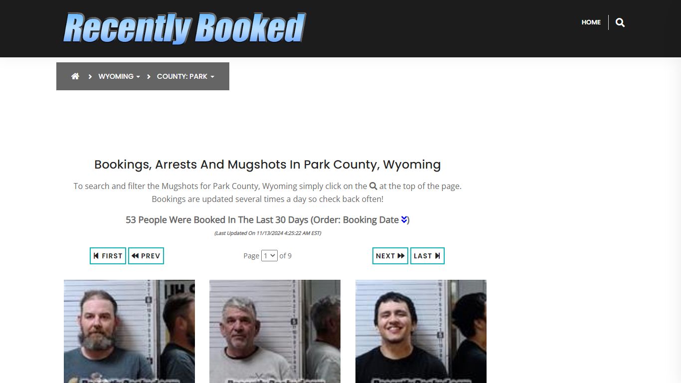 Bookings, Arrests and Mugshots in Park County, Wyoming - Recently Booked