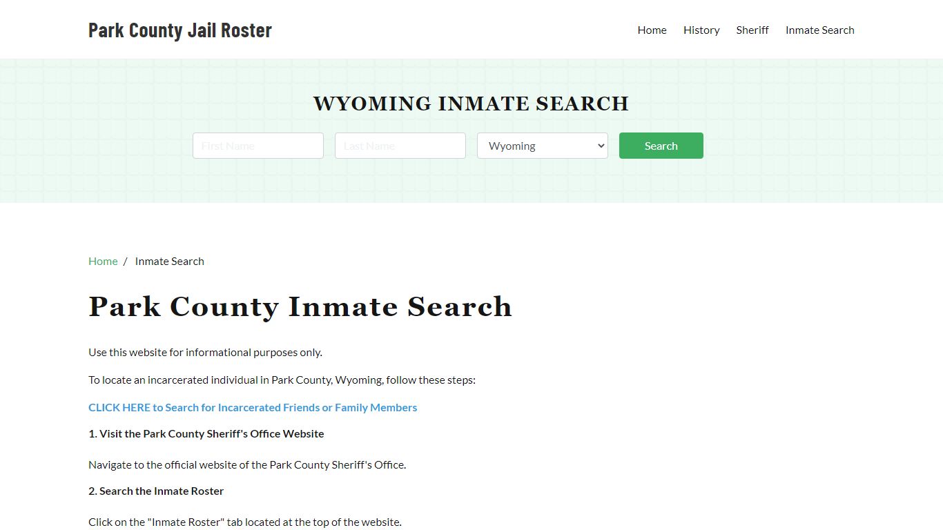 Park County, WY Detainee Lookup